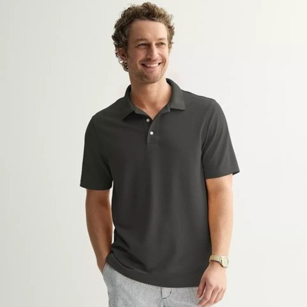 Croft & Barrow Pique Polo Mens XL Gray Short Sleeve Cotton Blend Corpcore